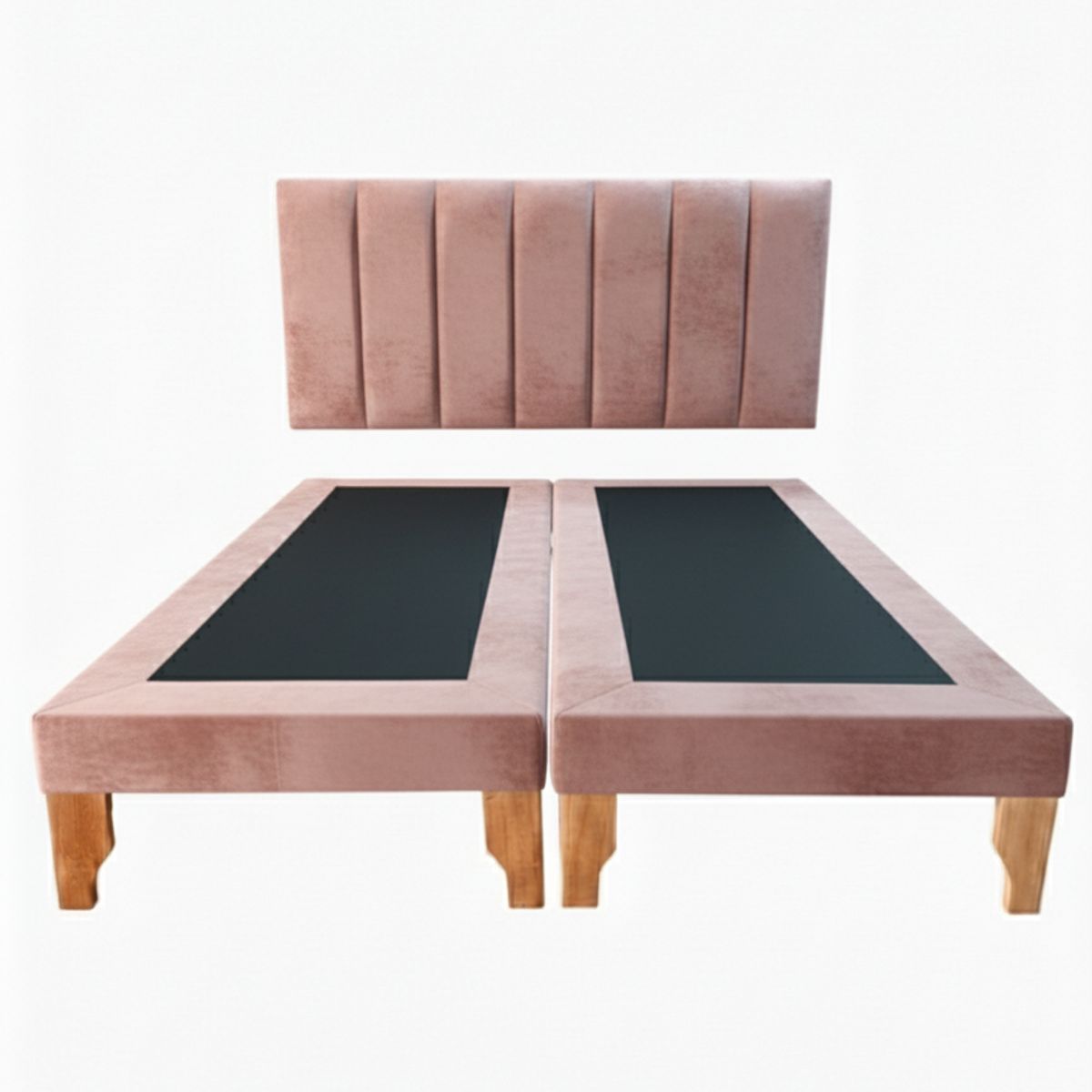 MUEBLES NEW - CAMA DOS PLAZA LINEAL PALO ROSA FELPA