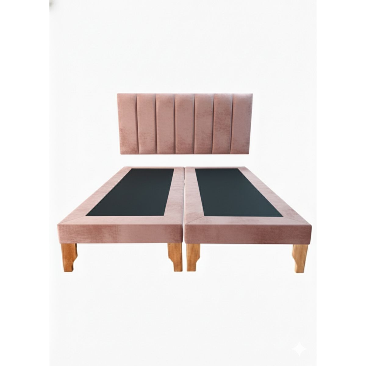 MUEBLES NEW - CAMA DOS PLAZA LINEAL PALO ROSA FELPA