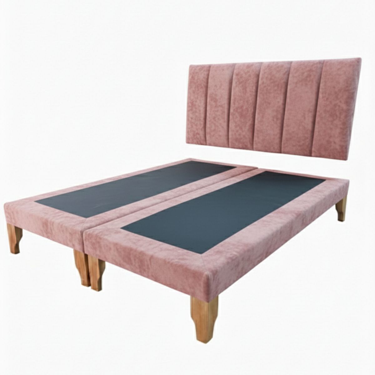 MUEBLES NEW - CAMA DOS PLAZA LINEAL PALO ROSA FELPA