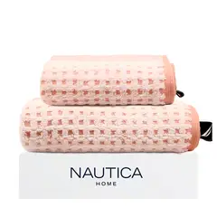 NAUTICA - Pack 2 Toallas Algodón Rostro y Manos MARA Home blanca-rosa