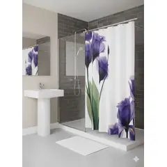 GENERICO - Cortina de baño poliester tela flores