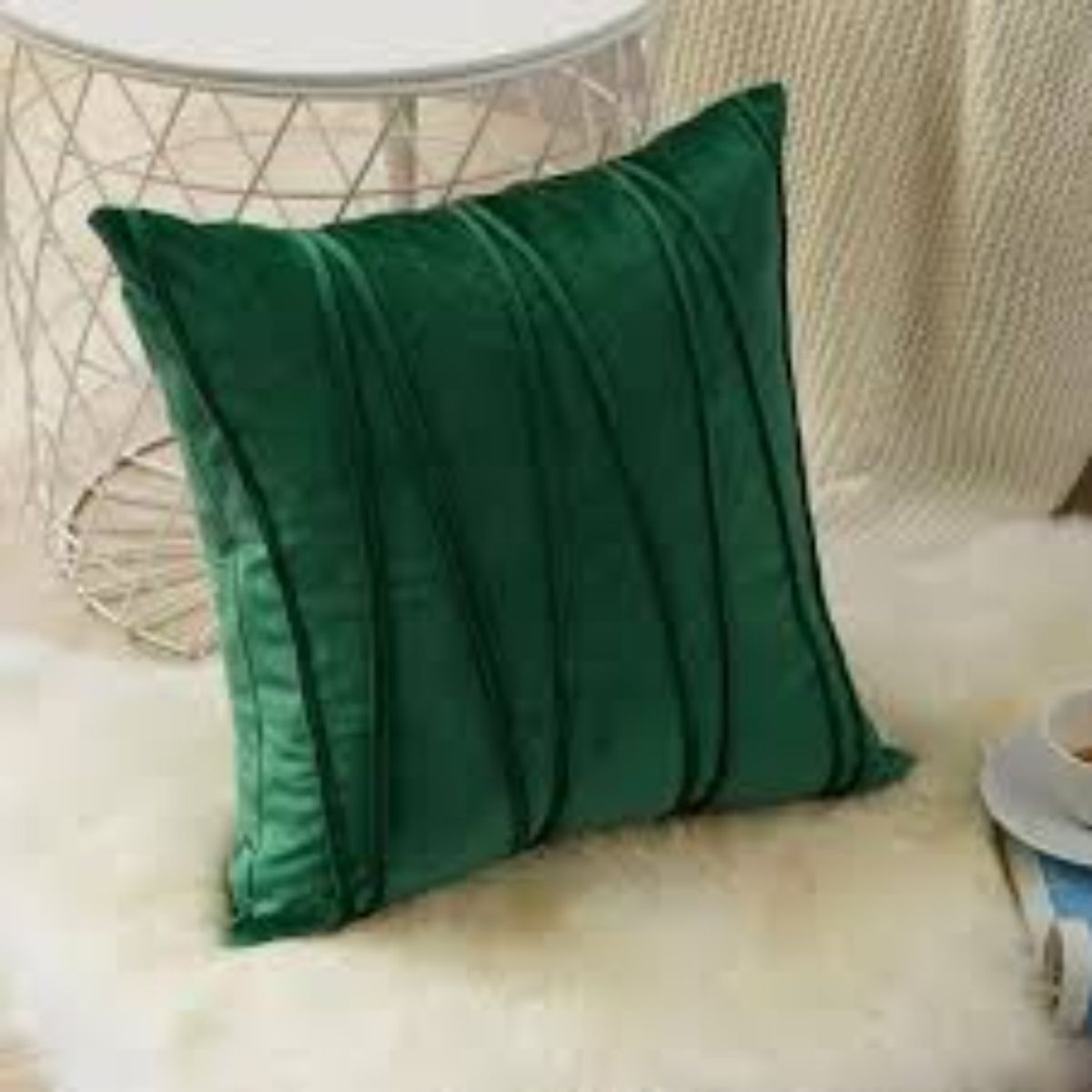 TODOHOGAR SANTIAGO DE CHILE - Set de 2 cojines de 45x45 cm de velvet terciopelo - VERDE ZIGZAG.