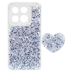GENERICO - CARCASA PARA MOTOROLA EDGE 60 FUSION GLITTER BRILLO BLANCO CON POP SOCKET