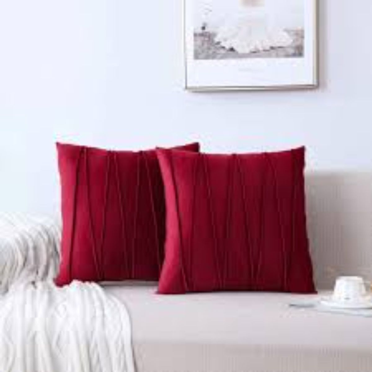 TODOHOGAR SANTIAGO DE CHILE - Set de 2 cojines de 45x45 cm de velvet terciopelo - BURDEO ZIGZAG