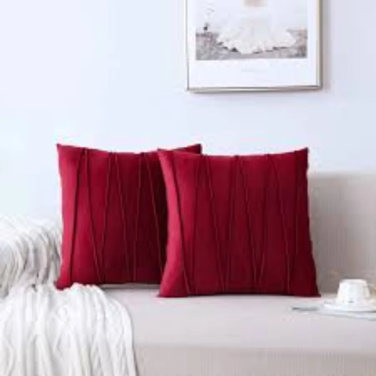 TODOHOGAR SANTIAGO DE CHILE - Set de 2 cojines de 45x45 cm de velvet terciopelo - BURDEO ZIGZAG
