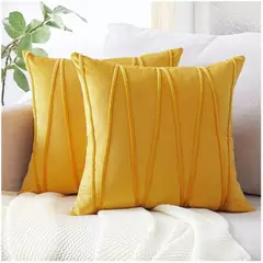 TODOHOGAR SANTIAGO DE CHILE - Set de 2 cojines de 45x45 cm de velvet terciopelo - AMARILLO ZIGZAG
