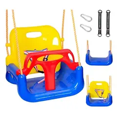 GENERICO - Columpio Infantil 3 en 1 Ajustable Portátil con Arnés y Cuerdas