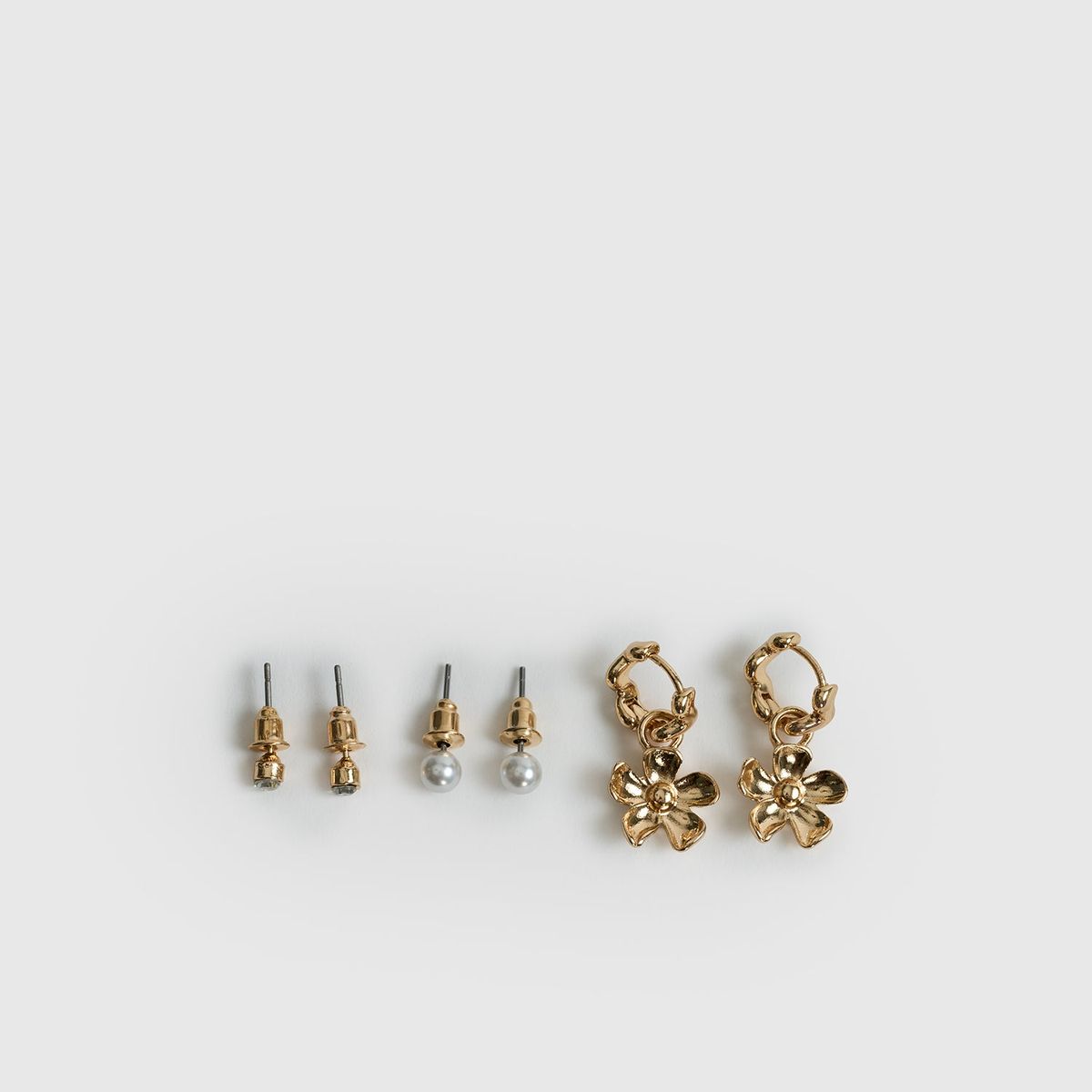 LOUNGE - Set Aros Mujer Perla Flores Punto Luz