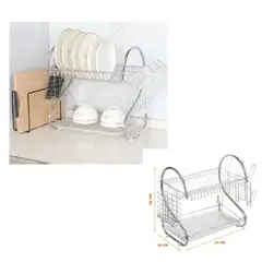GENERICO - Seca platos con diseño 2 Niveles gris de acero inoxidable