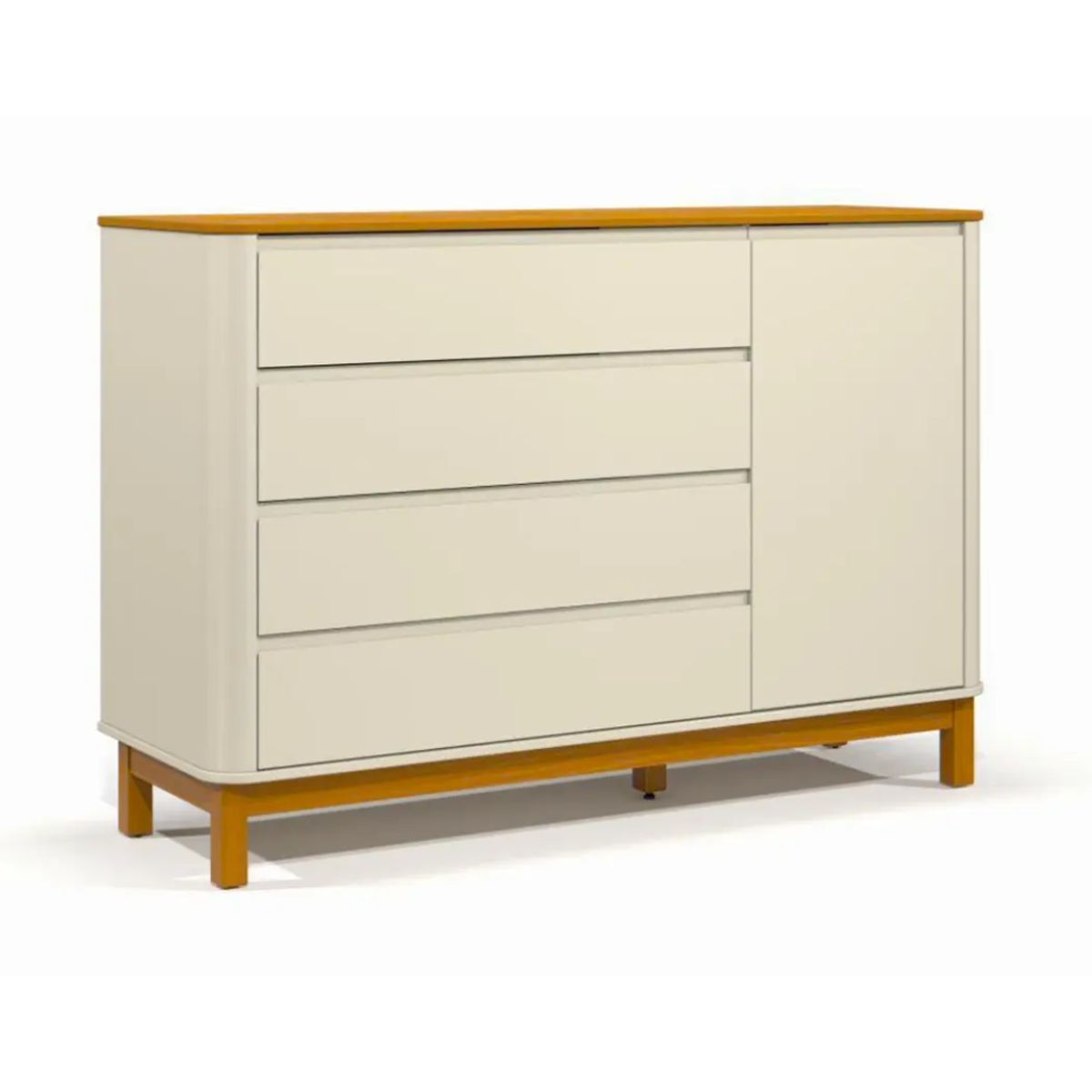 KIDSCOOL - Comoda Flow 4 Cajones + Puerta Beige Eco Wood