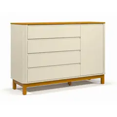 KIDSCOOL - Comoda Flow 4 Cajones + Puerta Beige Eco Wood