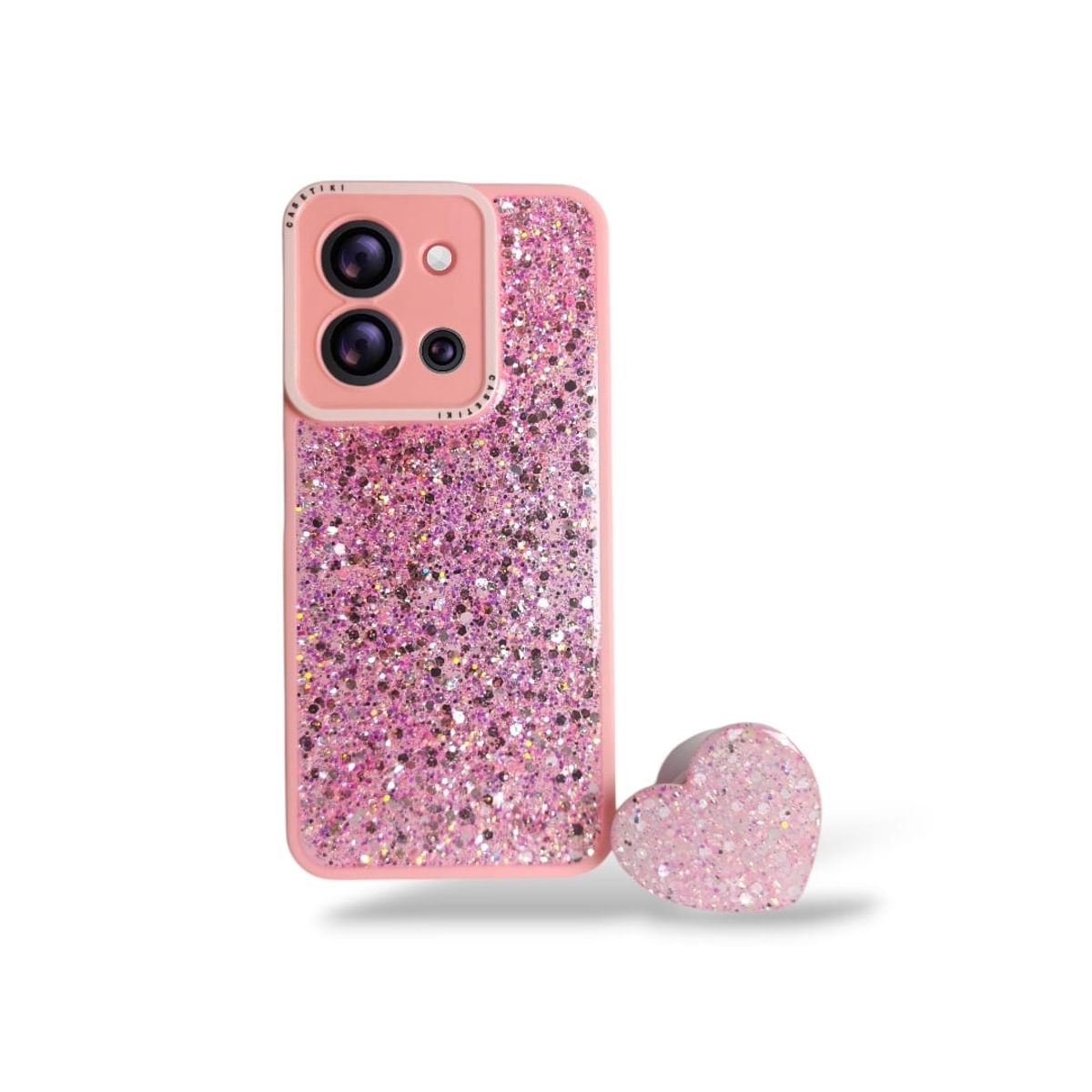 GENERICO - CARCASA PARA XIAOMI REDMI 15C GLITTER BRILLO ROSA CON POP SOCKET