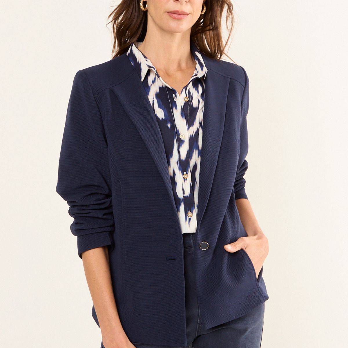 MA GRIFFE - Blazer Abotonado Mujer Azul Magriffe