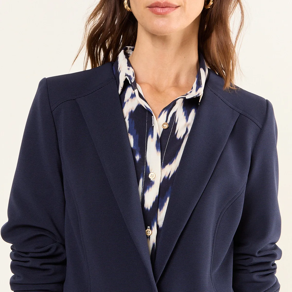 MA GRIFFE - Blazer Abotonado Mujer Azul Magriffe