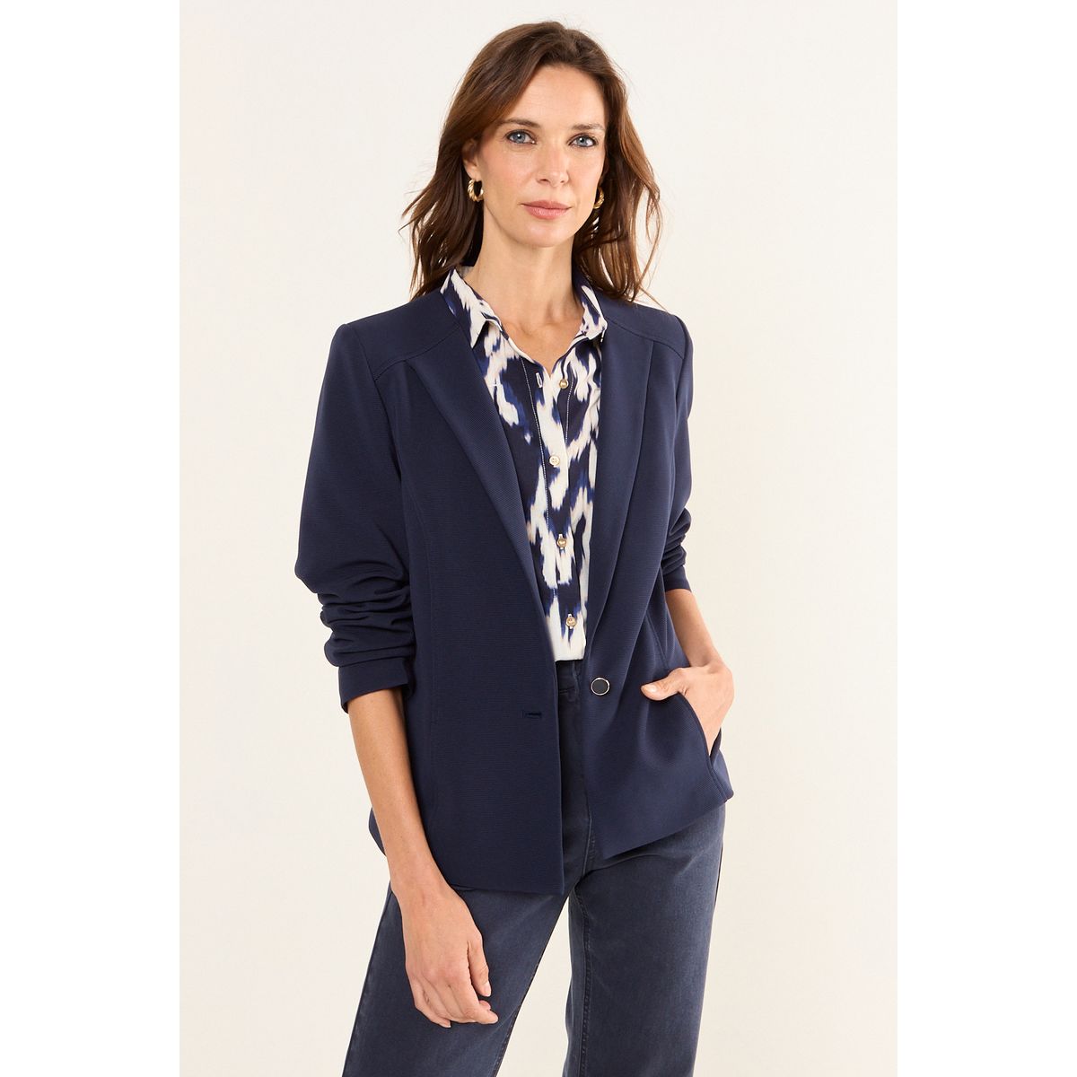 MA GRIFFE - Blazer Abotonado Mujer Azul Magriffe