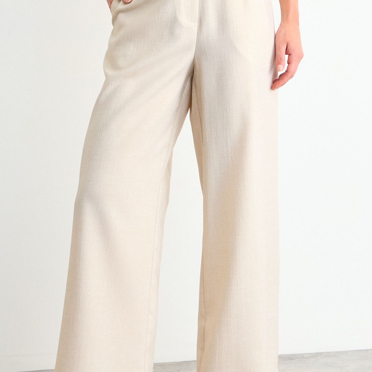 IO - Pantalon Liso Mujer Beige Io