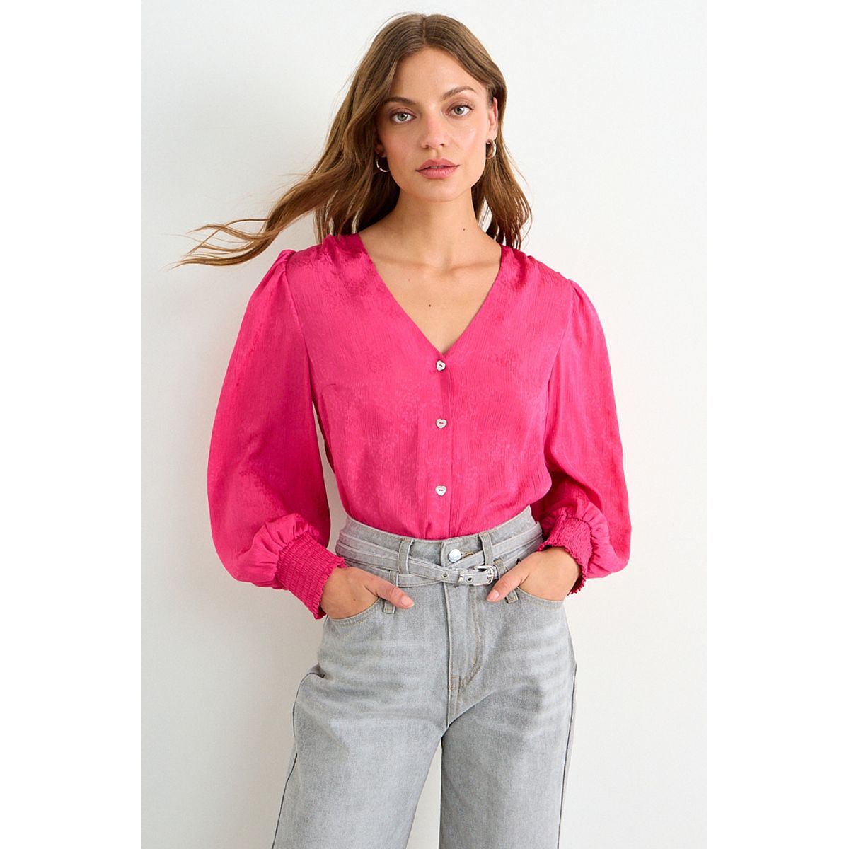 IO - Blusa Lisa Mujer Fucsia Io