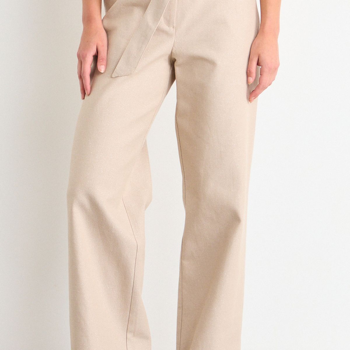 IO - Pantalon Liso Mujer Beige Io
