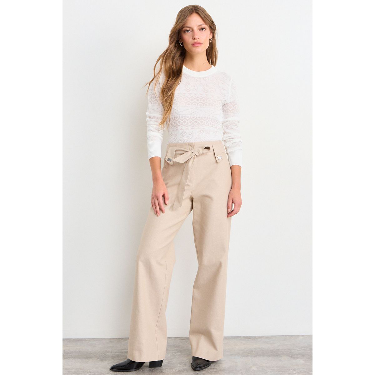 IO - Pantalon Liso Mujer Beige Io