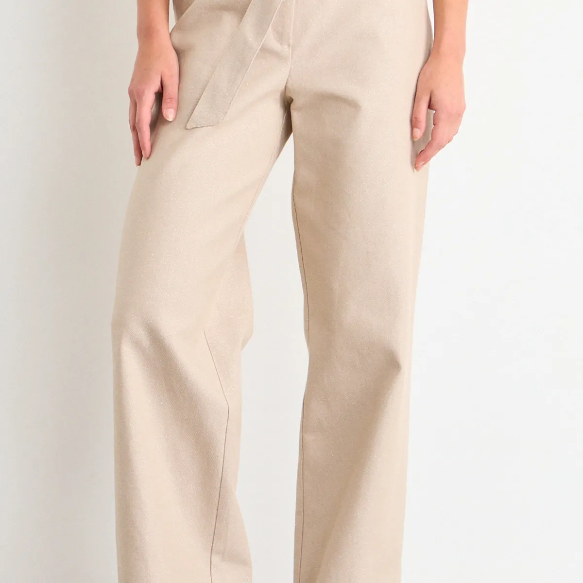 IO - Pantalon Liso Mujer Beige Io