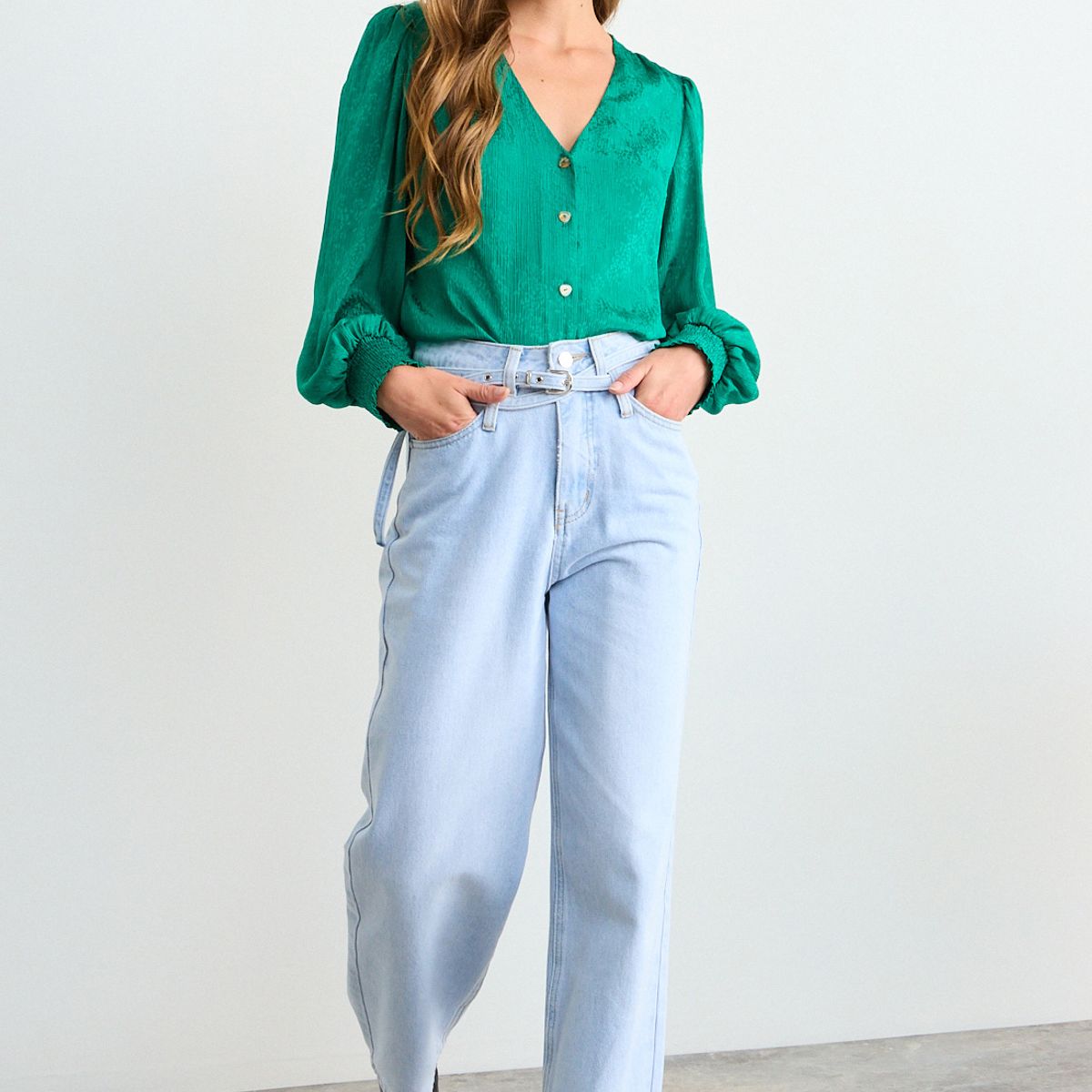 IO - Jeans Liso Mujer Celeste Io