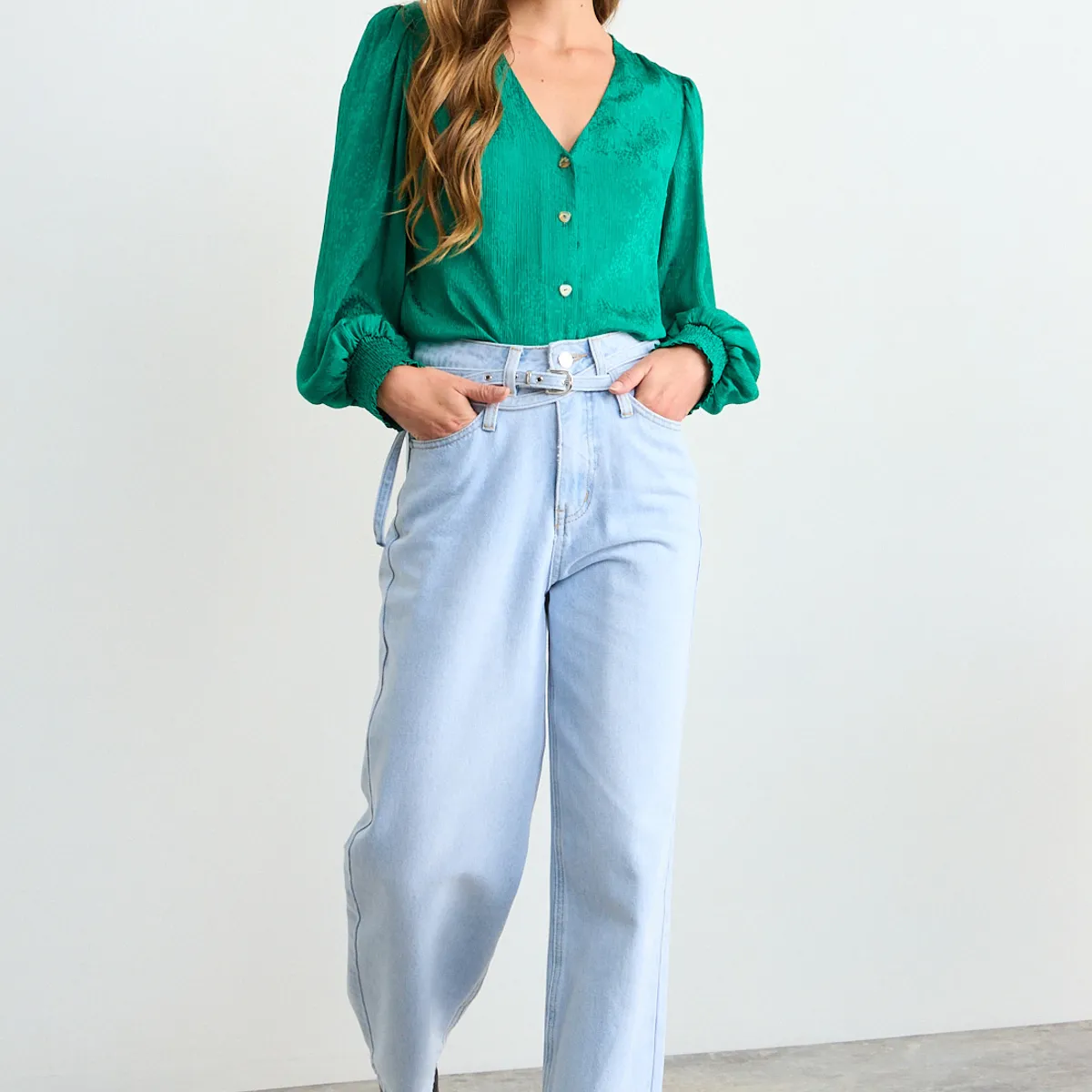 IO - Jeans Liso Mujer Celeste Io