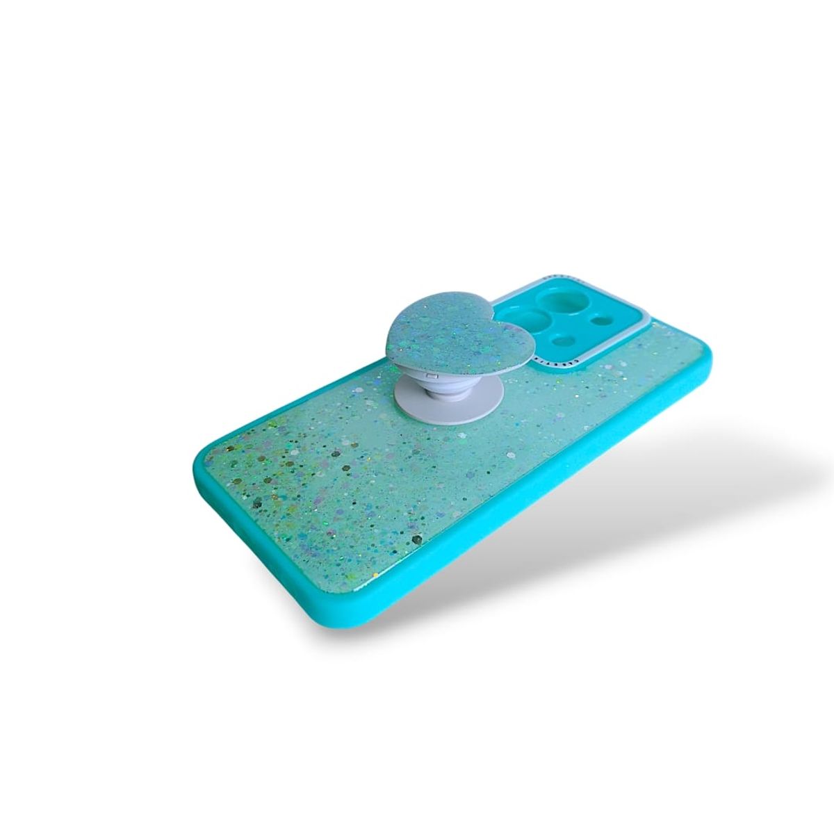 GENERICO - CARCASA PARA XIAOMI REDMI 15C GLITTER BRILLO TURQUESA CON POP SOCKET