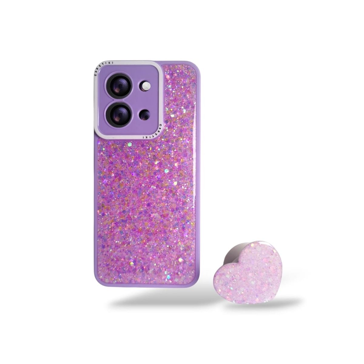 GENERICO - CARCASA PARA XIAOMI REDMI 15C GLITTER BRILLO LILA CON POP SOCKET