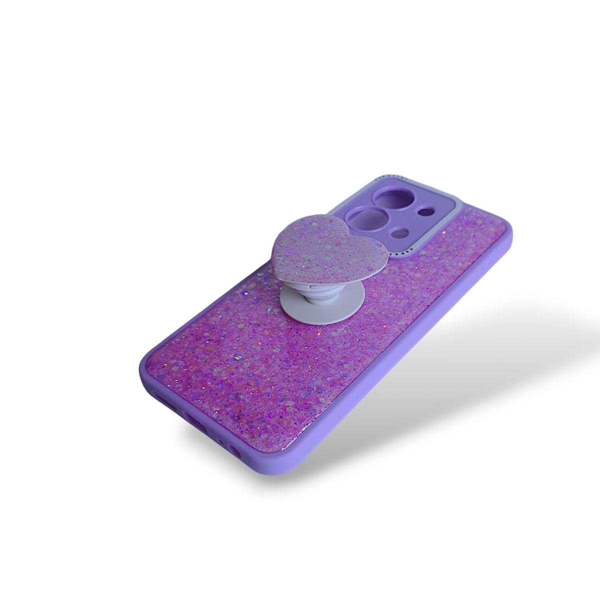 GENERICO - CARCASA PARA XIAOMI REDMI 15C GLITTER BRILLO LILA CON POP SOCKET