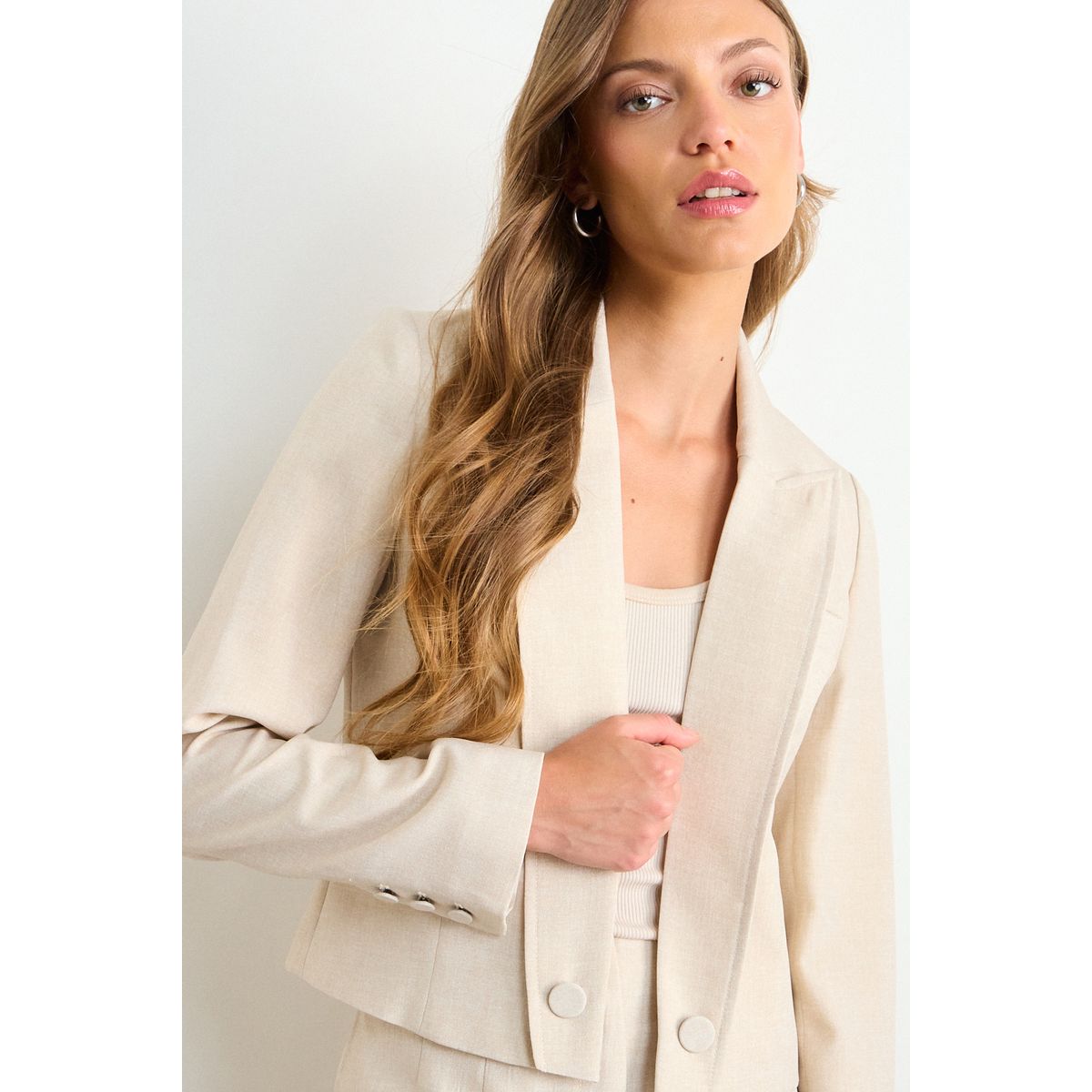 IO - Blazer Liso Mujer Beige Io
