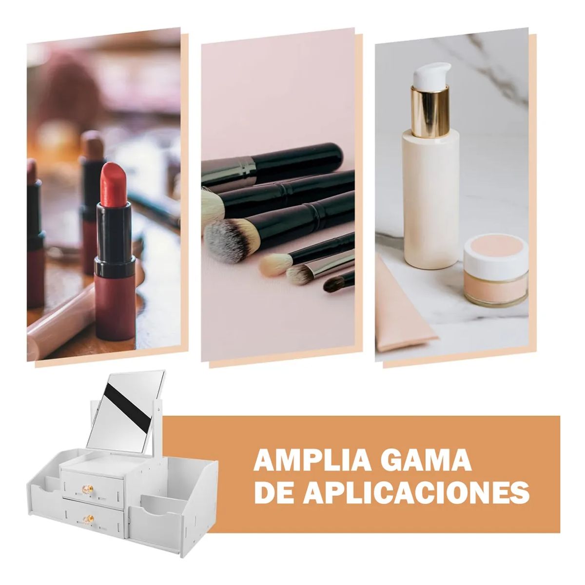 GENERICO - Armario Espejo Cuadrado De Organizador Maquillaje Espejo Blanco