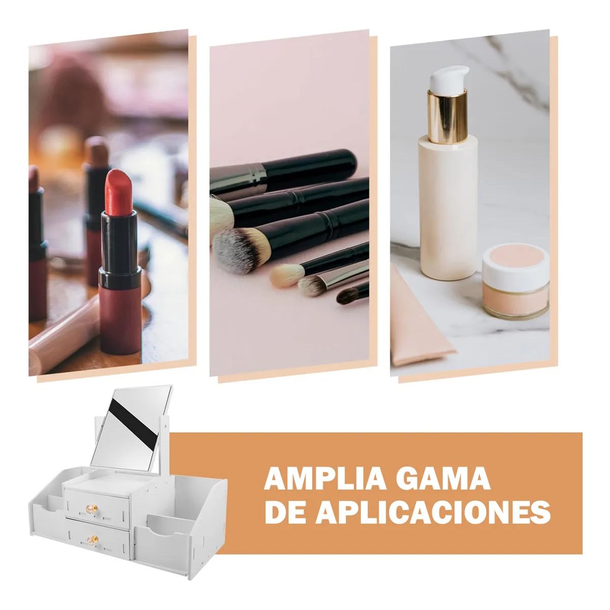 GENERICO - Armario Espejo Cuadrado De Organizador Maquillaje Espejo Blanco