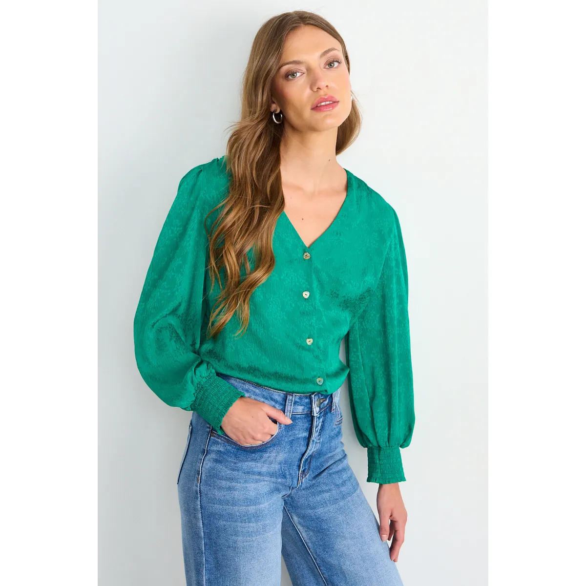 IO - Blusa Lisa Mujer Verde Oliva Io