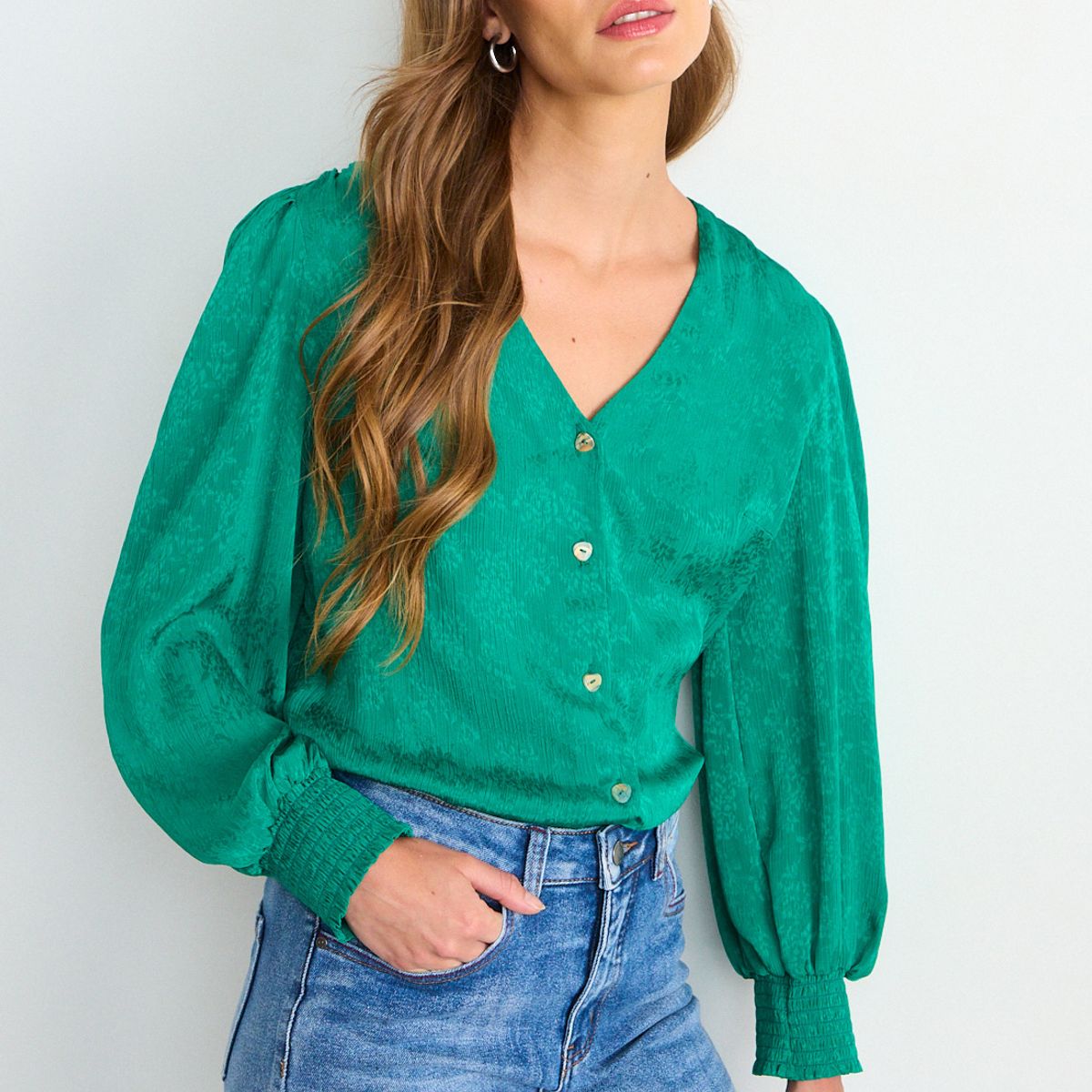 IO - Blusa Lisa Mujer Verde Oliva Io