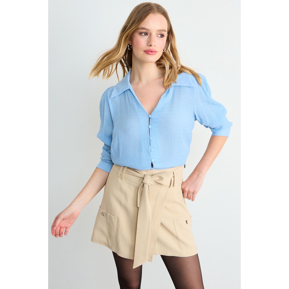IO - Blusa Lisa Mujer Celeste Io