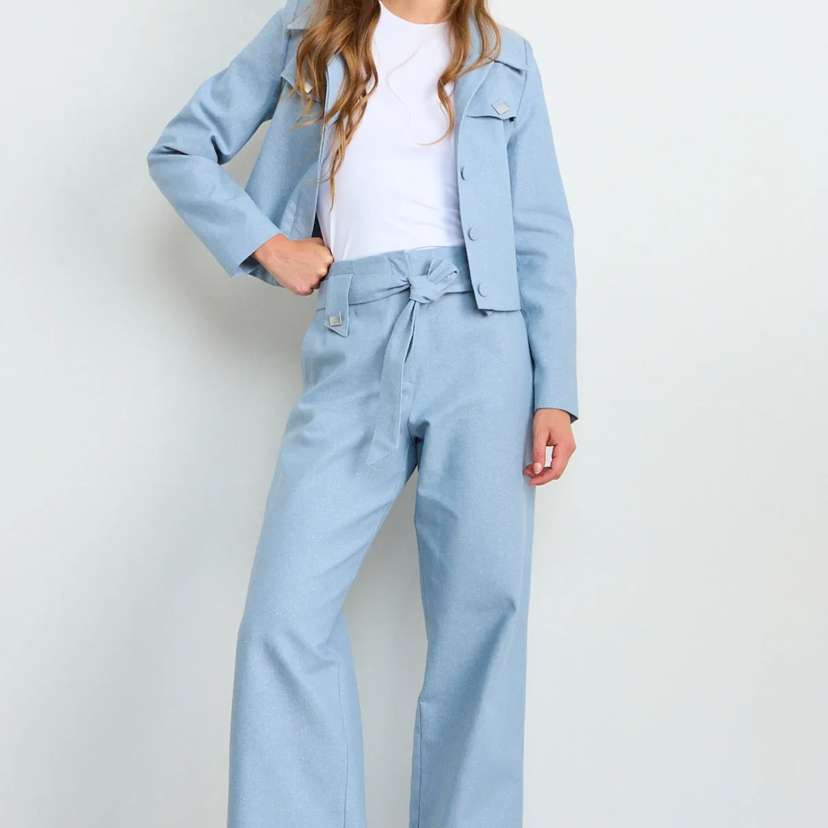 IO - Pantalon Liso Mujer Celeste Io