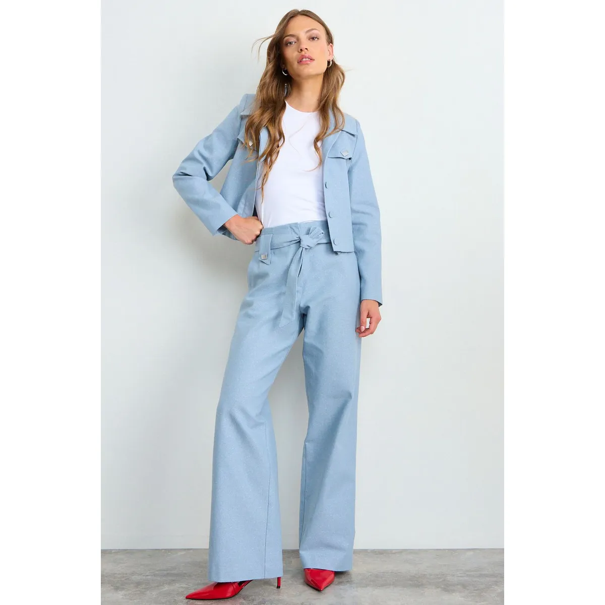 IO - Pantalon Liso Mujer Celeste Io