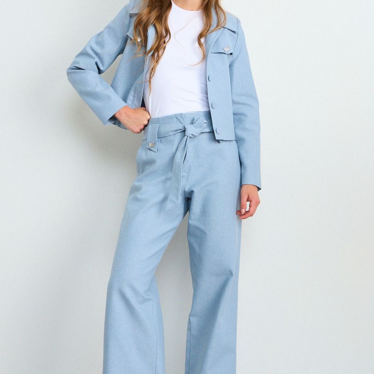 IO - Pantalon Liso Mujer Celeste Io