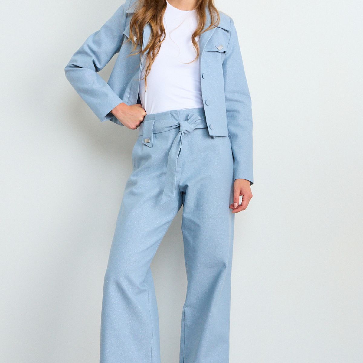 IO - Pantalon Liso Mujer Celeste Io