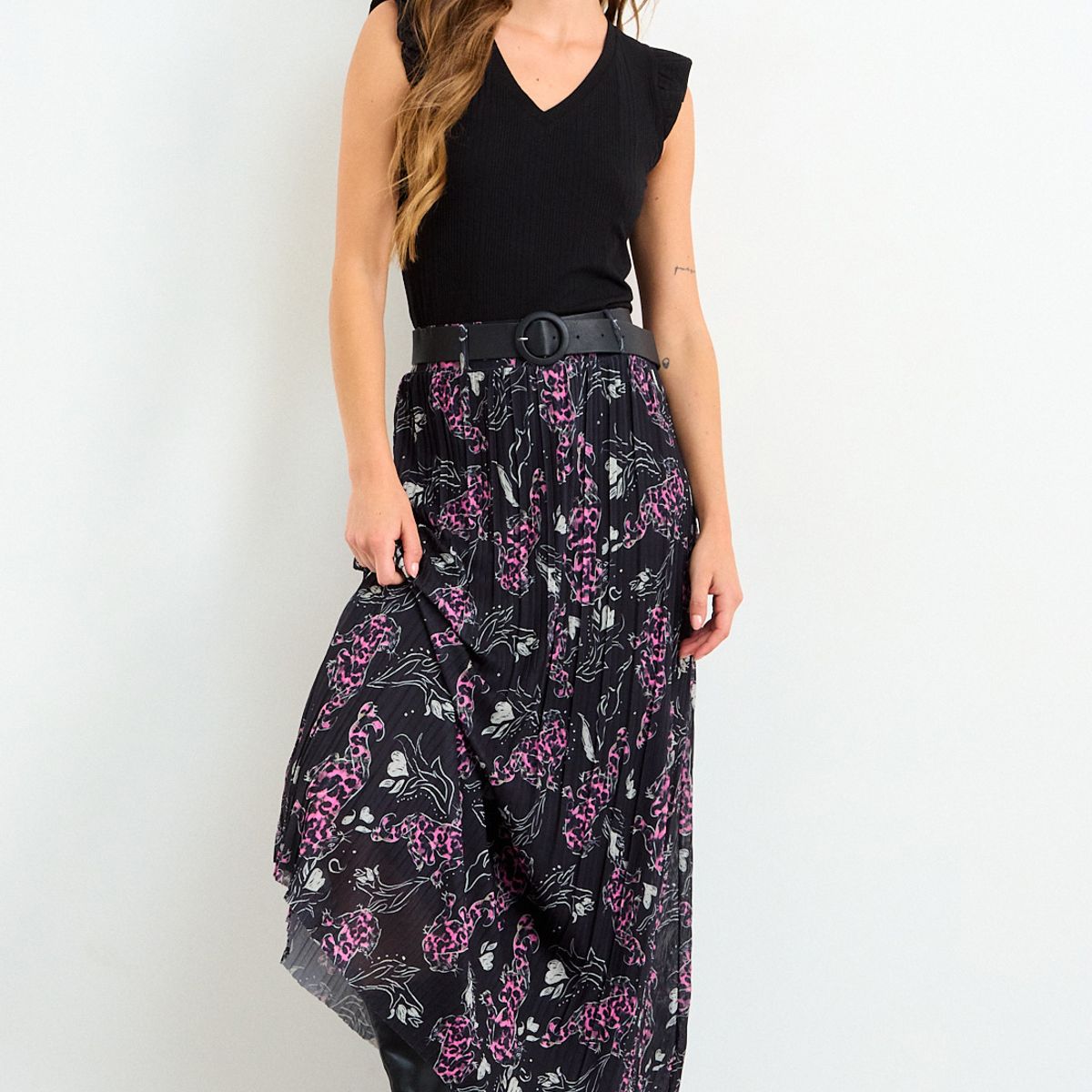 IO - Falda Fantasia Larga Mujer Negro Io