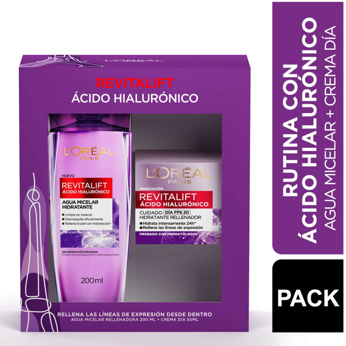 DERMO EXPERTISE - Set Acido Hialuronico Dia + Micelar L'Oreal Skin Dermo Expertise