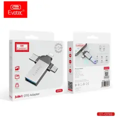 GENERICO - Adaptador USB 3.0 Micro USB Lightning Tipo C Negro Earldom