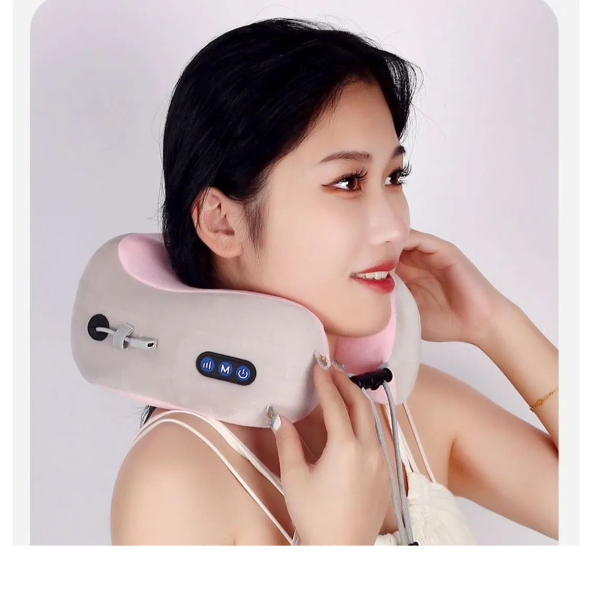 GENERICO - Masajeador Almohada Eléctrico Cuello Cervical Recargable Color Gris
