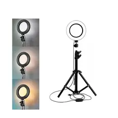 GENERICO - Anillo Aro Luz Led Fotografía 26 Cm + Trípode Ajustable Estructura Negro Luz Blanco frío