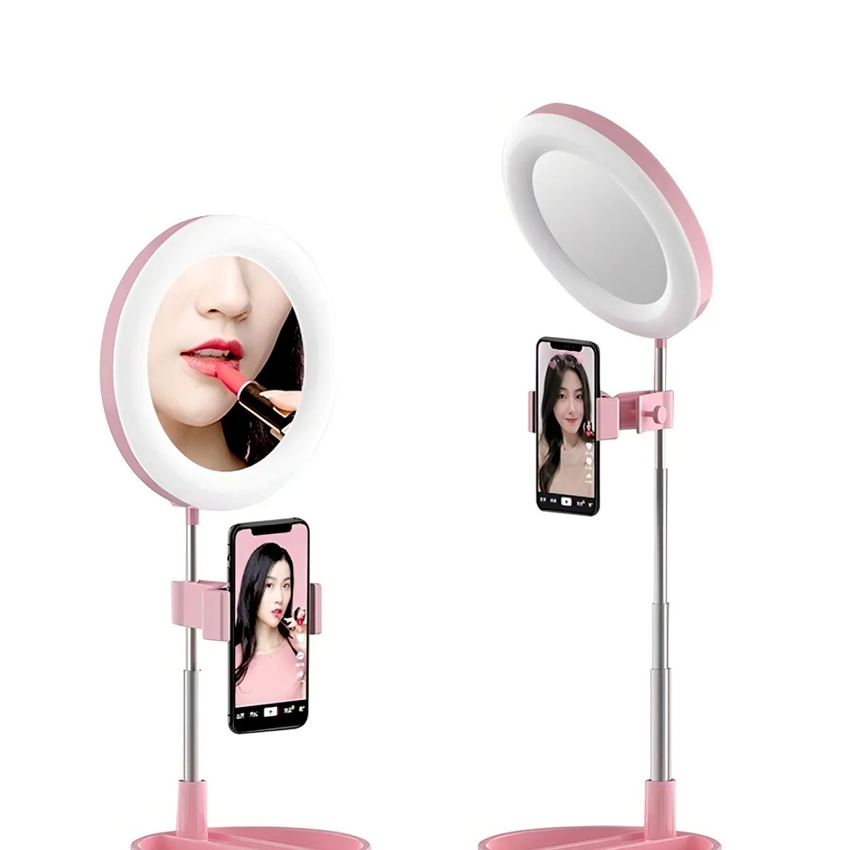 GENERICO - Aro de Luz LED Mai Appearance con Espejo y Soporte Celular USB Rosa