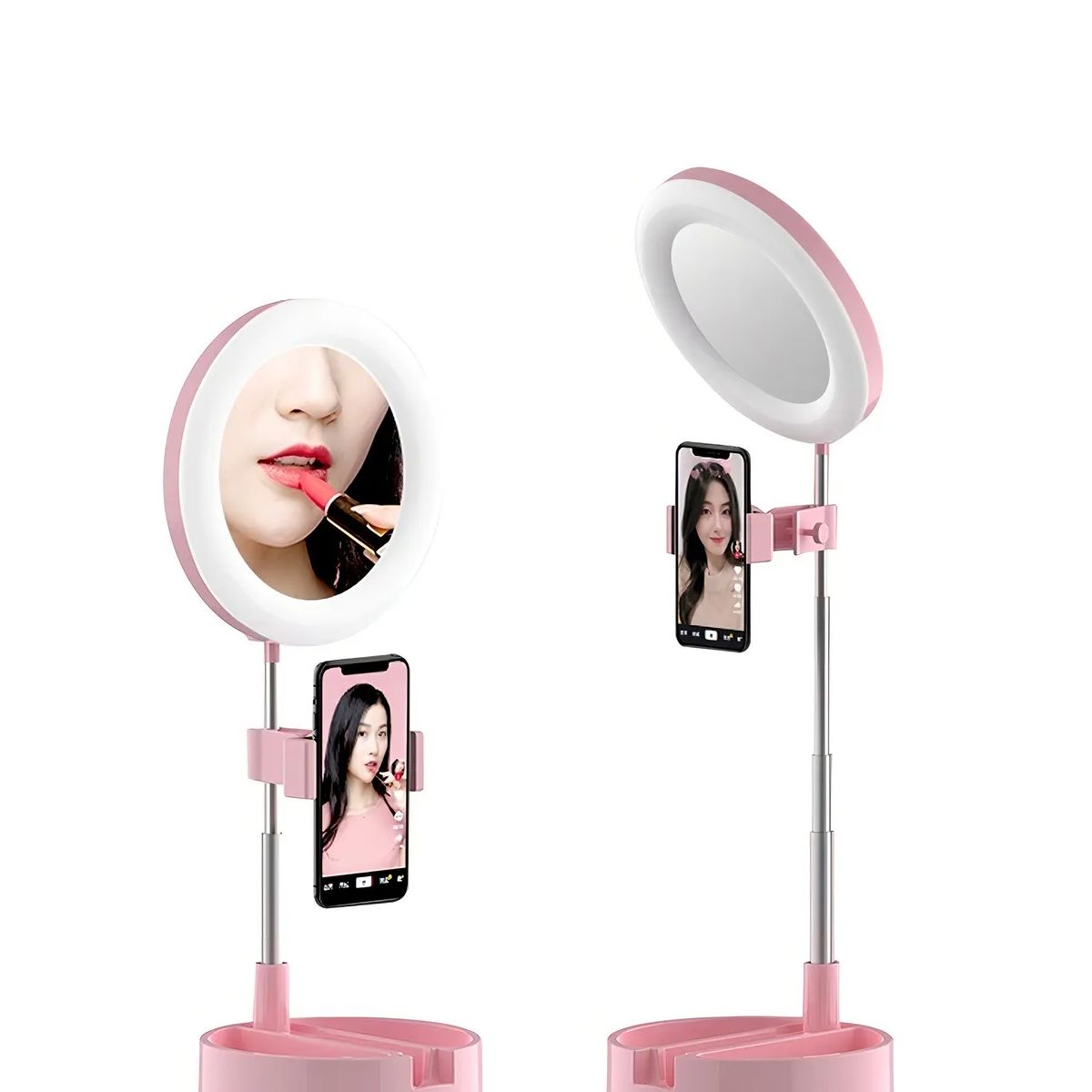 GENERICO - Aro de Luz LED Mai Appearance con Espejo y Soporte Celular USB Rosa