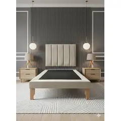 MUEBLES NEW - CAMA DE PLAZA LINEAL BEIGE FELPA