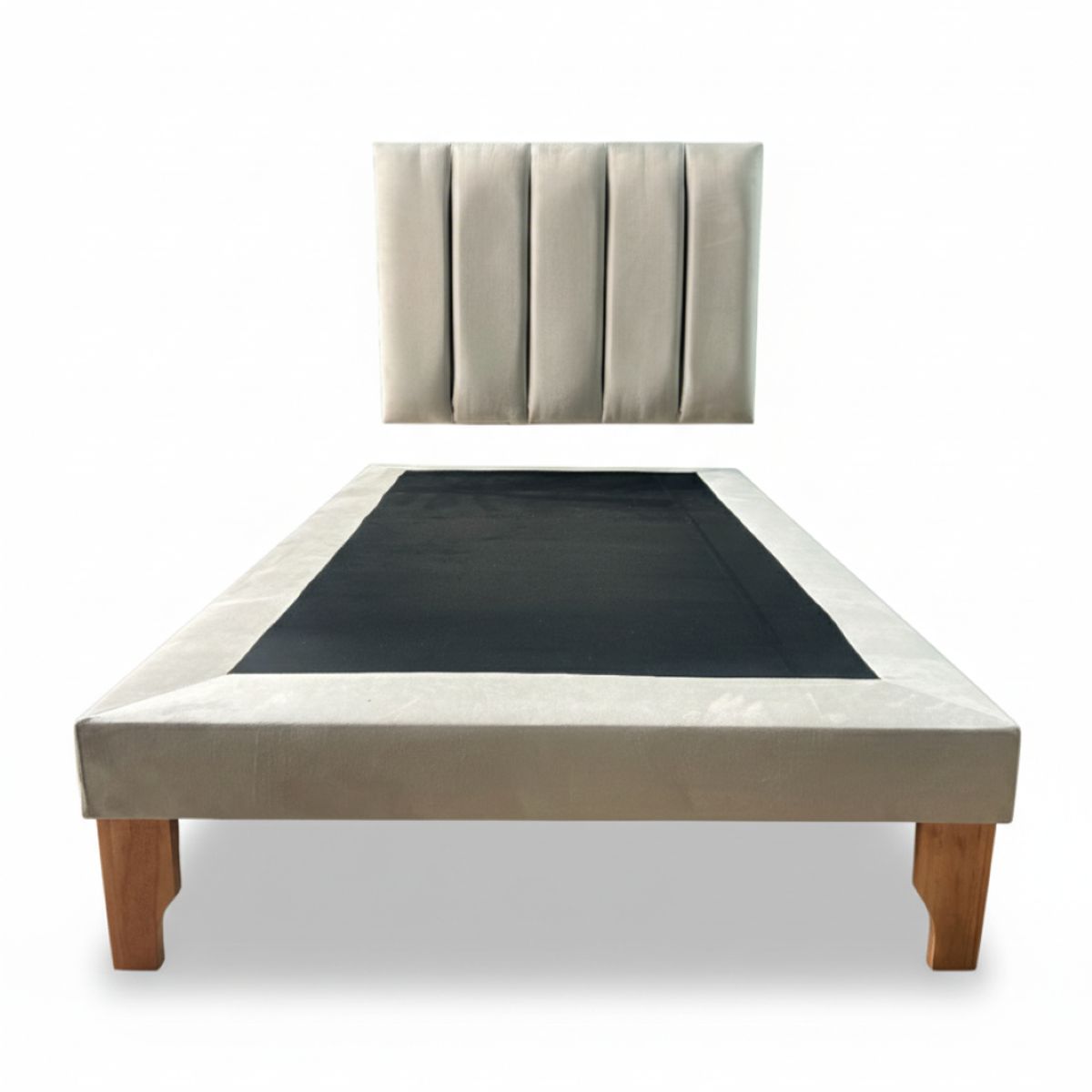 MUEBLES NEW - CAMA PLAZA Y MEDIA LINEAL BEIGE FELPA