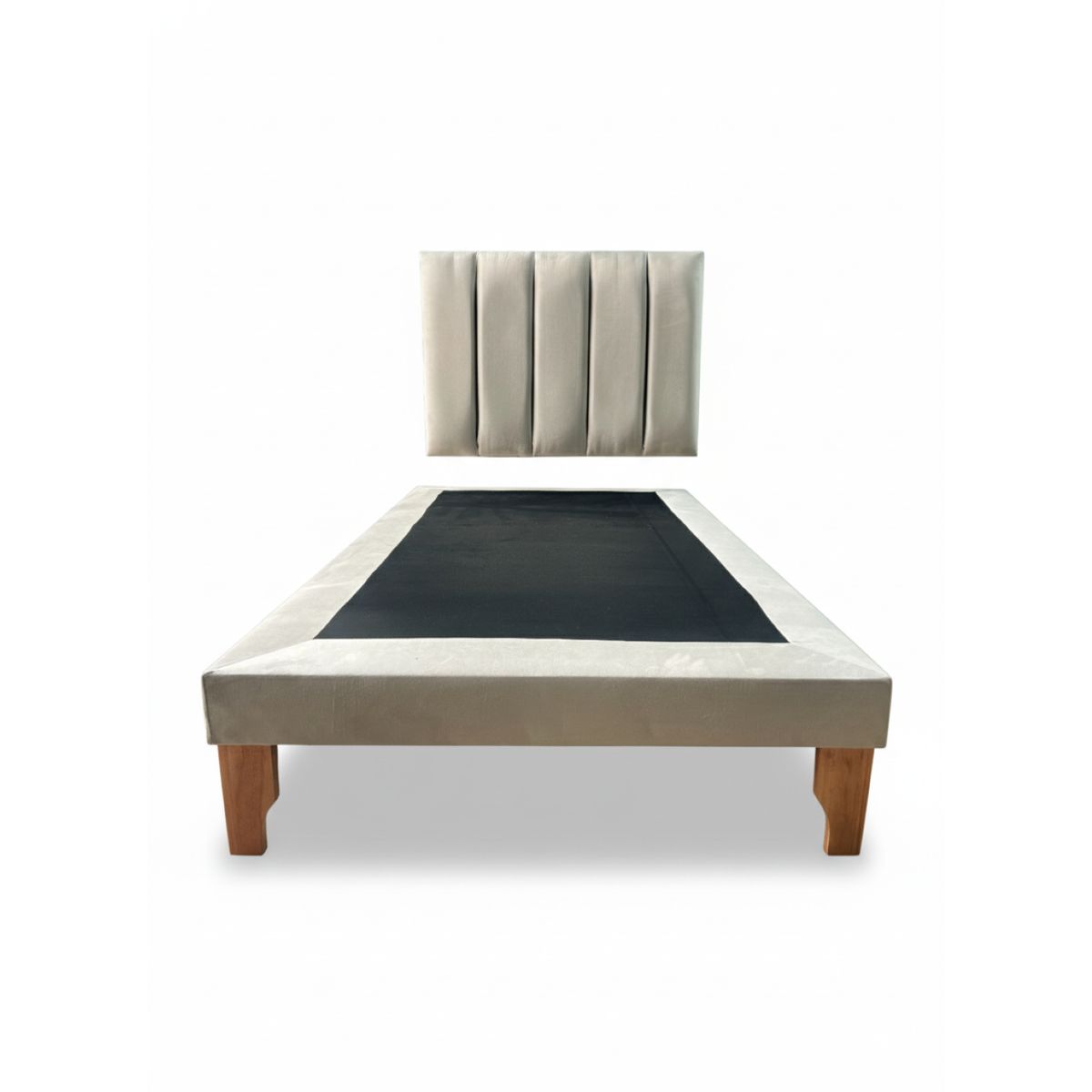 MUEBLES NEW - CAMA PLAZA Y MEDIA LINEAL BEIGE FELPA