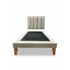 MUEBLES NEW - CAMA PLAZA Y MEDIA LINEAL BEIGE FELPA